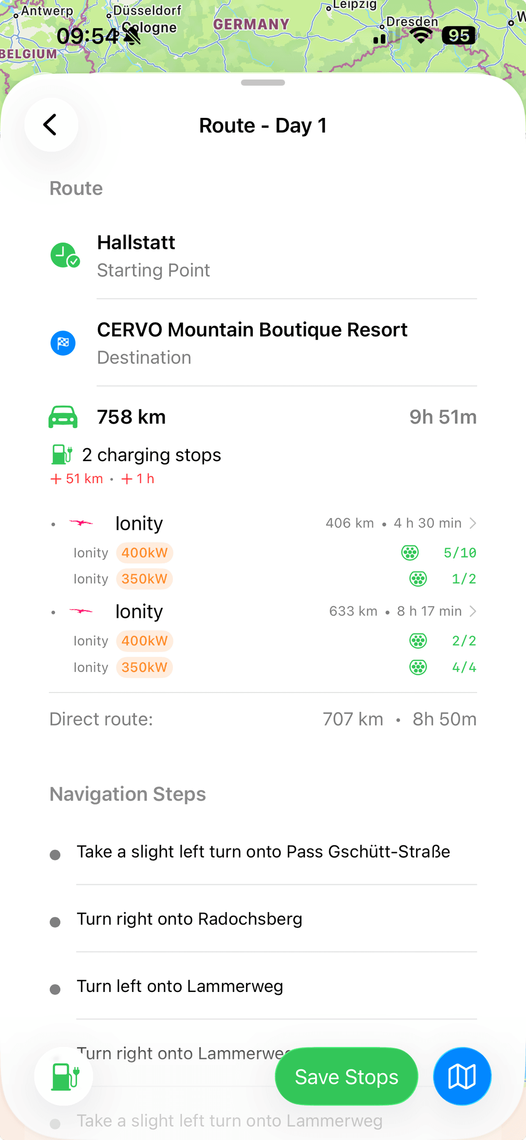 Información detallada de la estación de carga EV